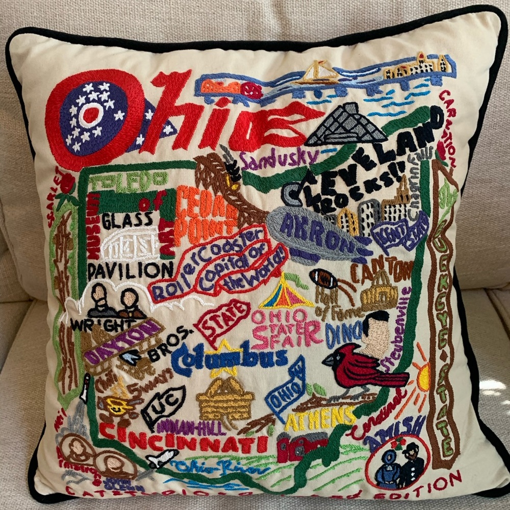 Ohio Catstudio embroidered pillow